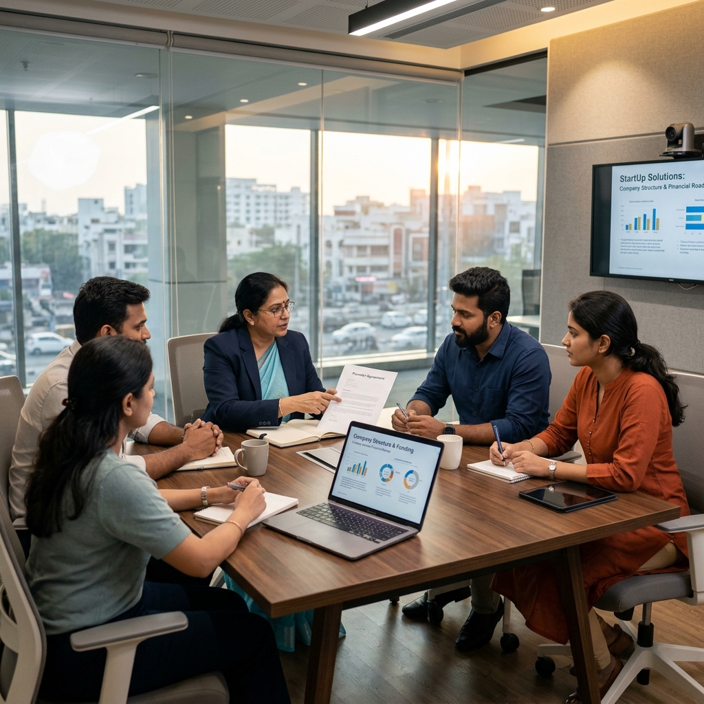 Indian corporate board members discussing entity restructuring agreements at a conference table